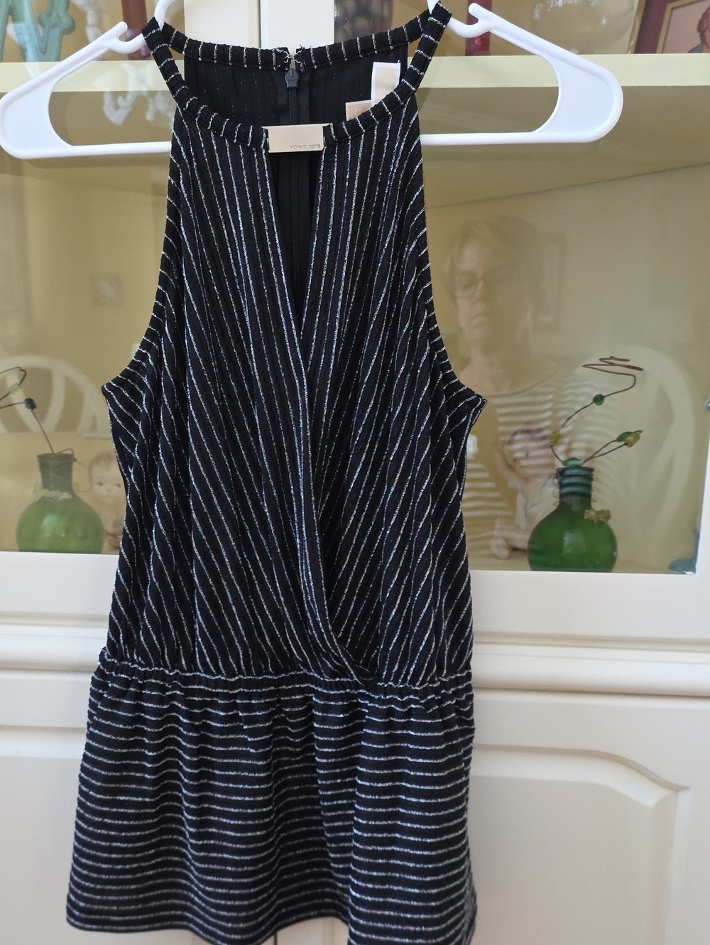 Michael Kors Black Top With Silver Stripes